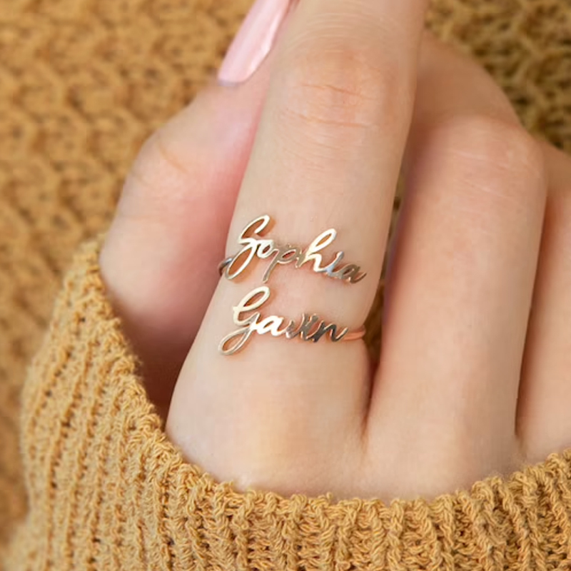 Men Accessories For Wedding - Custom Double Name Rings for Women