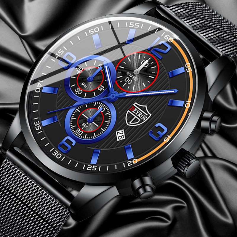 Men'S Accessories Display - Luxury Men's Quartz Wrist Watch, Black