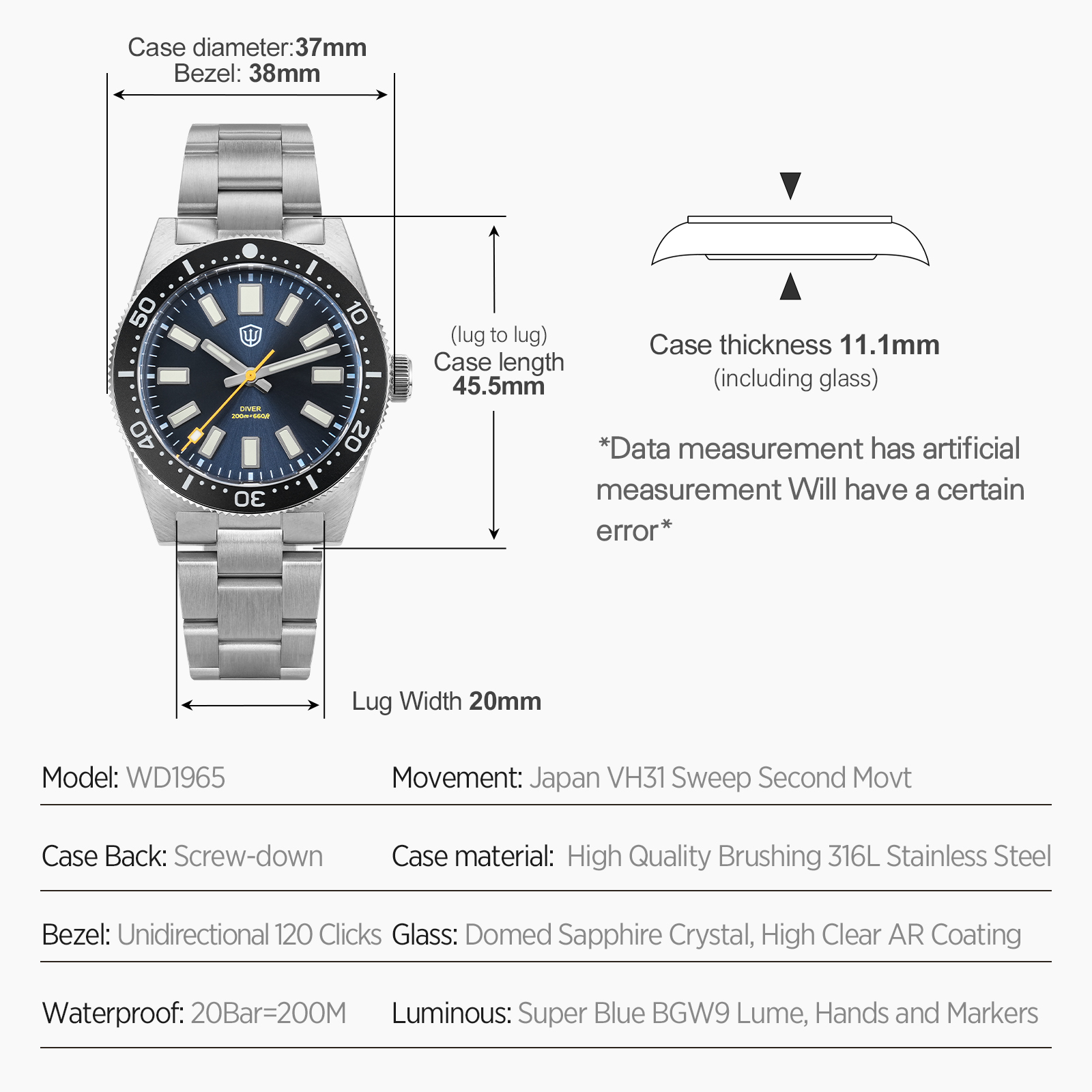 Watchdives 37Mm WD1965 V2 Man  - Men Accessories Jewellery recension och pris