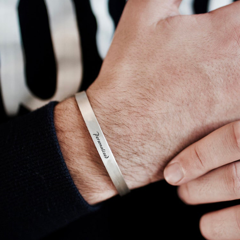 4MM To 8MM Free Engraving Cuff - Men Accessories Name recension och pris