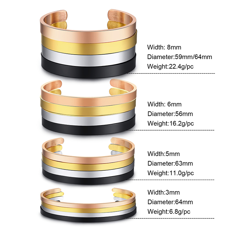 4MM To 8MM Free Engraving Cuff - Men Accessories Name recension och pris