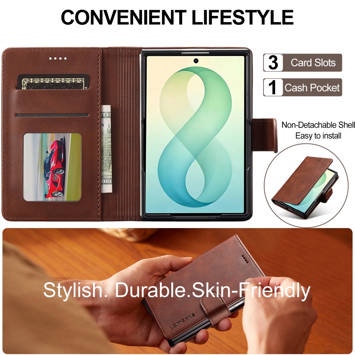 Shockproof for Samsung Galaxy  - Bifold Leather Wallet recension och pris